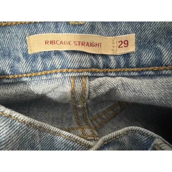 Levi's Premium Ribcage Straight Leg Jeans Women's Size 29 Light Wash Big E - Picture 5 of 8